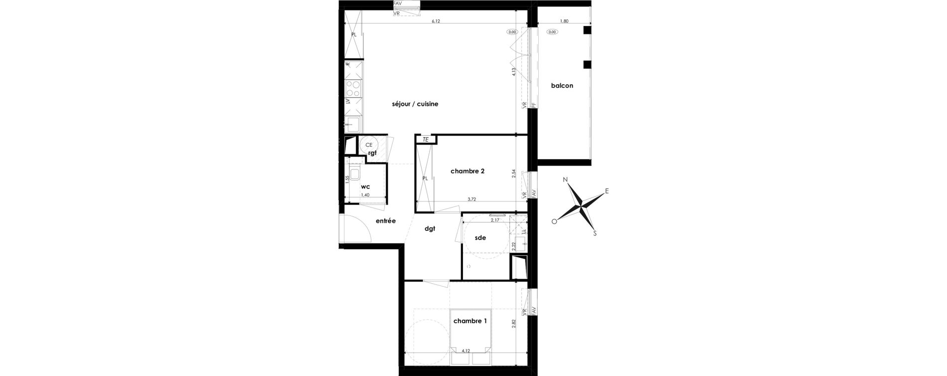 Appartement T3 de 62,57 m2 &agrave; Saint-Jory Centre