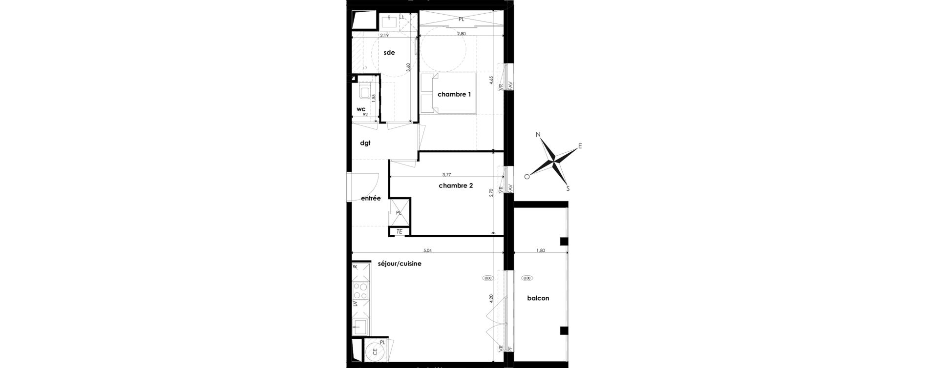 Appartement T3 de 56,63 m2 &agrave; Saint-Jory Centre