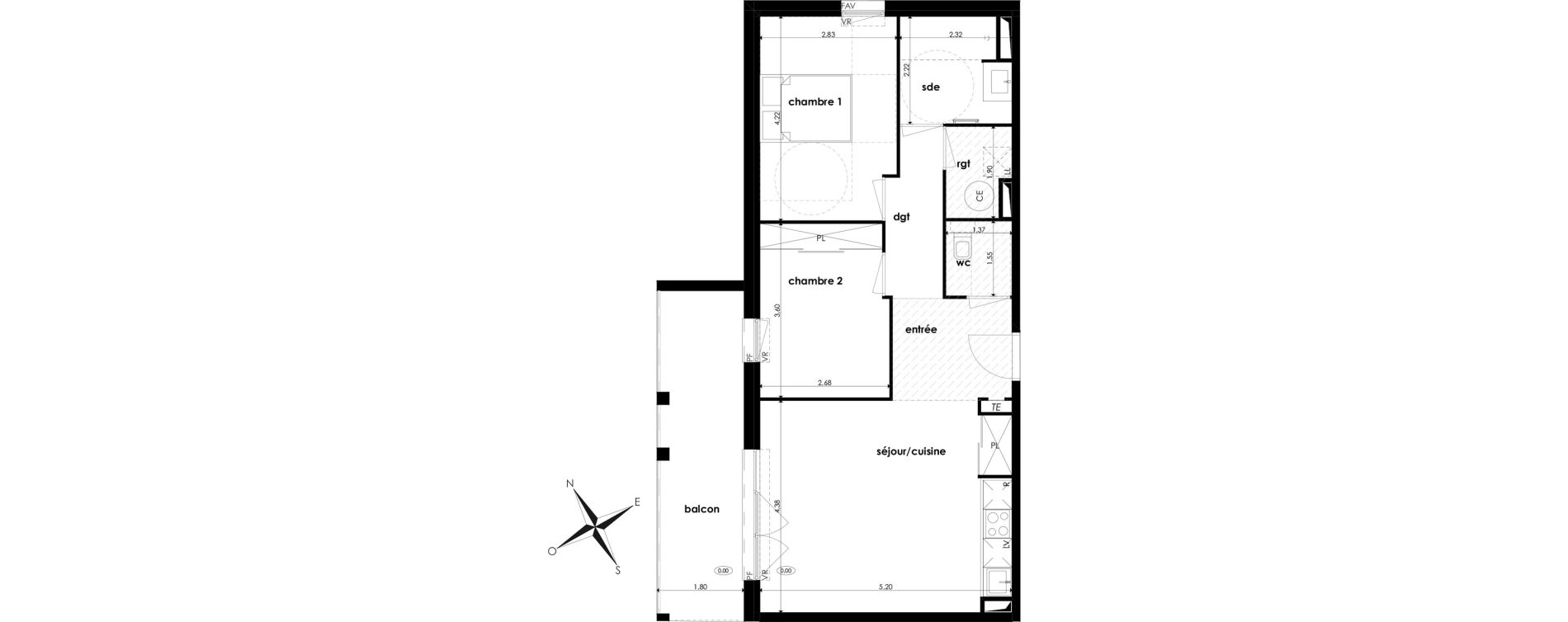 Appartement T3 de 62,05 m2 &agrave; Saint-Jory Centre