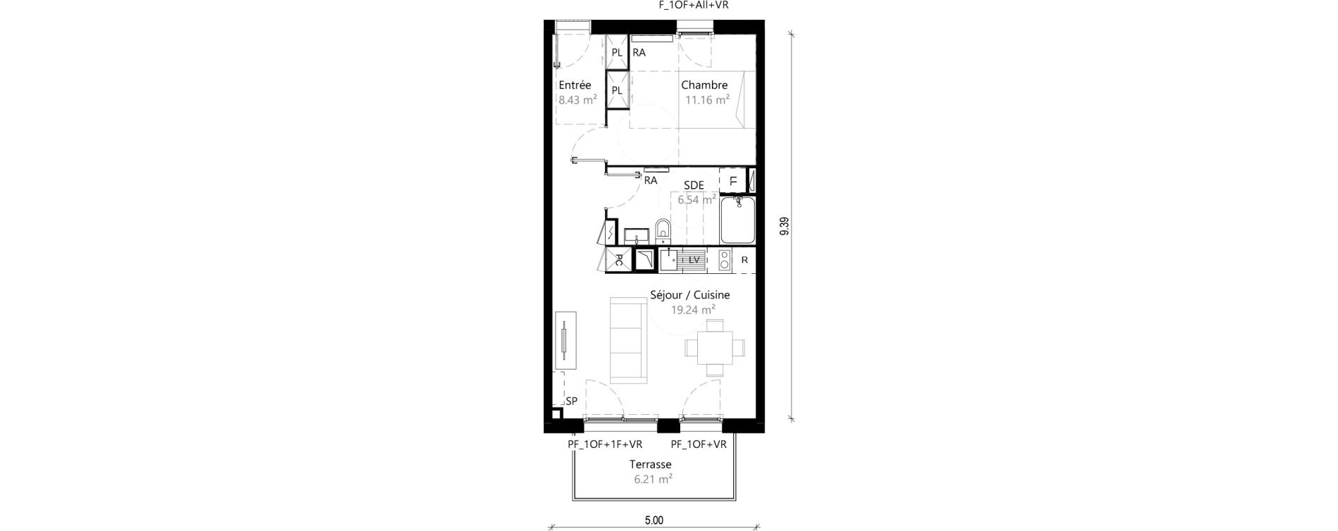 Appartement T2 de 45,37 m2 &agrave; Saint-Jory Centre