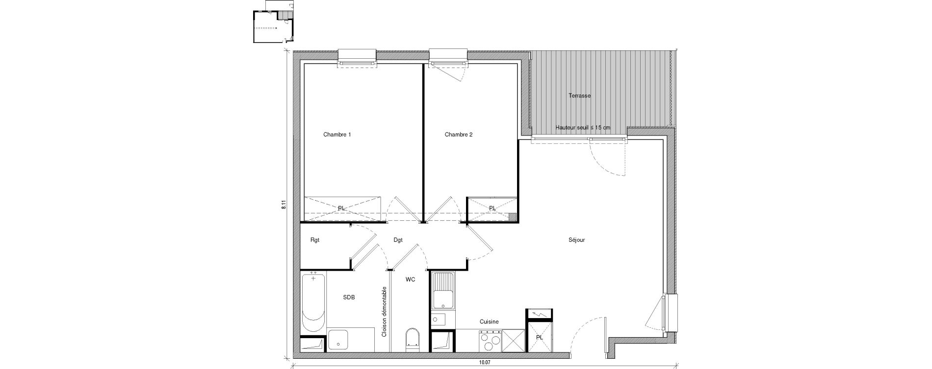 Appartement T3 de 61,65 m2 &agrave; Saint-Jory Centre