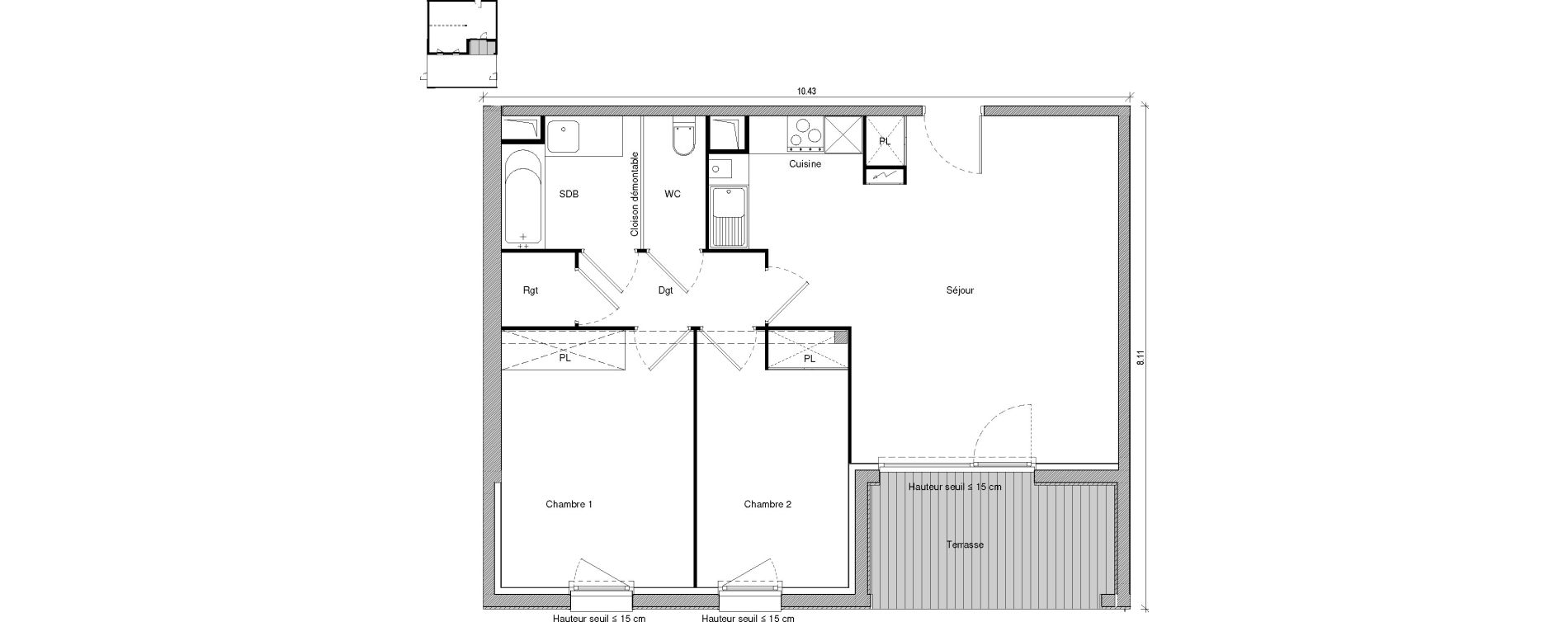 Appartement T3 de 64,88 m2 &agrave; Saint-Jory Centre