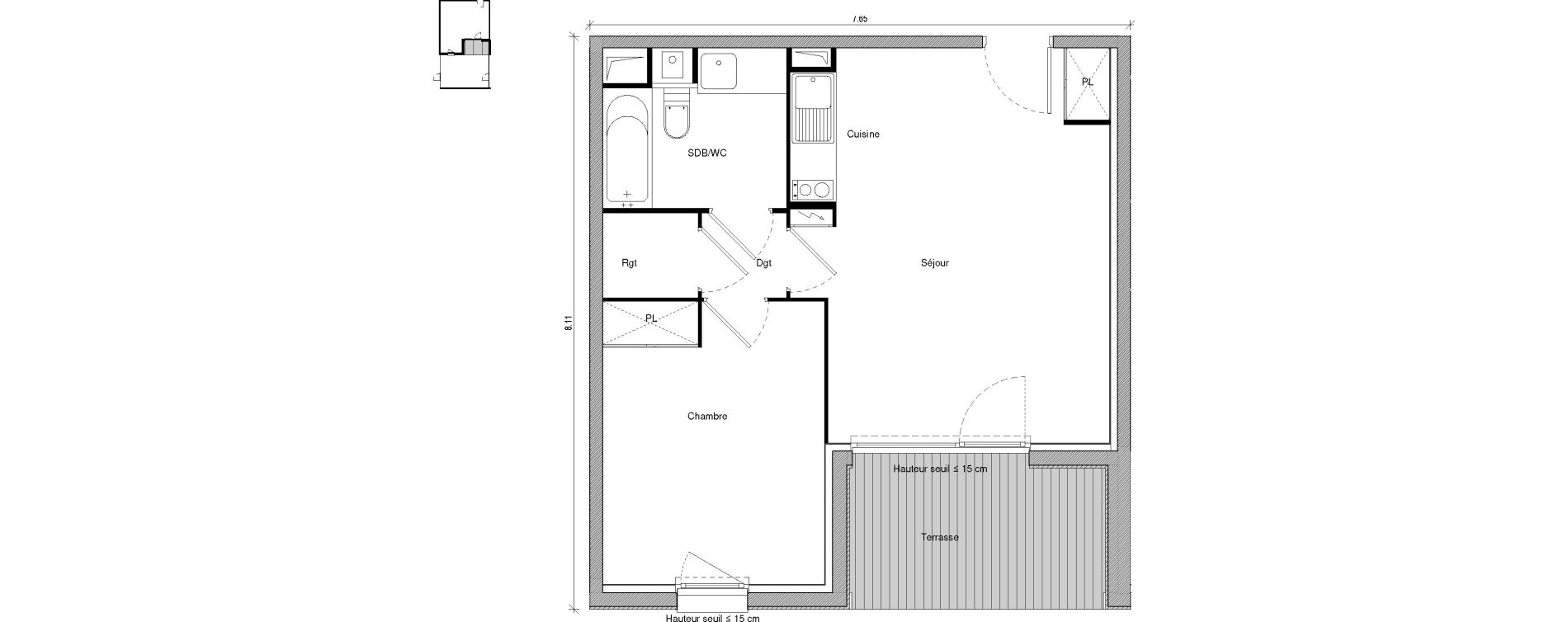 Appartement T2 de 44,62 m2 &agrave; Saint-Jory Centre