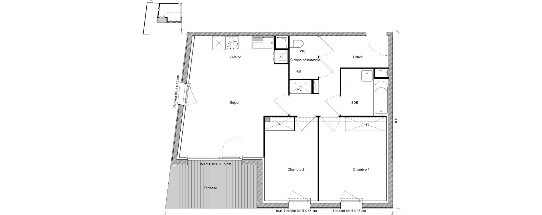 Appartement T3 de 60,52 m2 &agrave; Saint-Jory Centre
