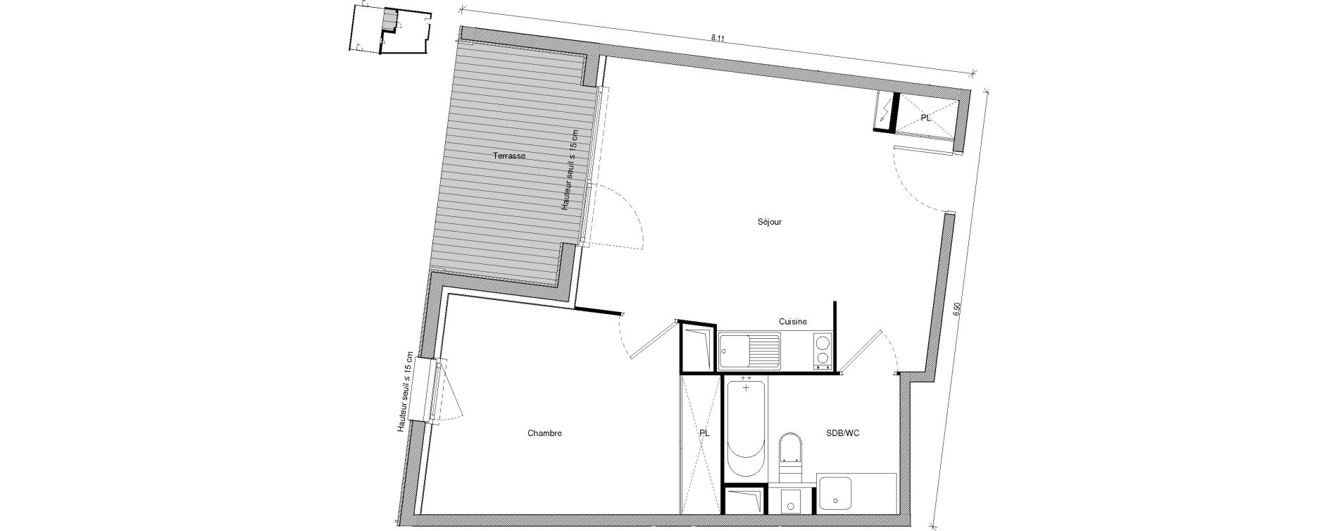 Appartement T2 de 43,33 m2 &agrave; Saint-Jory Centre
