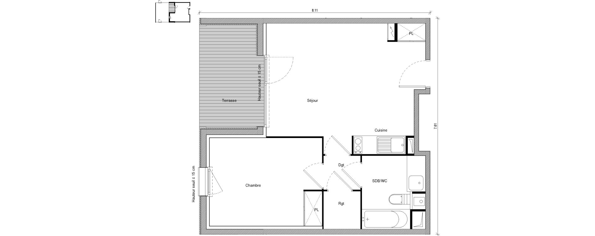 Appartement T2 de 43,98 m2 &agrave; Saint-Jory Centre