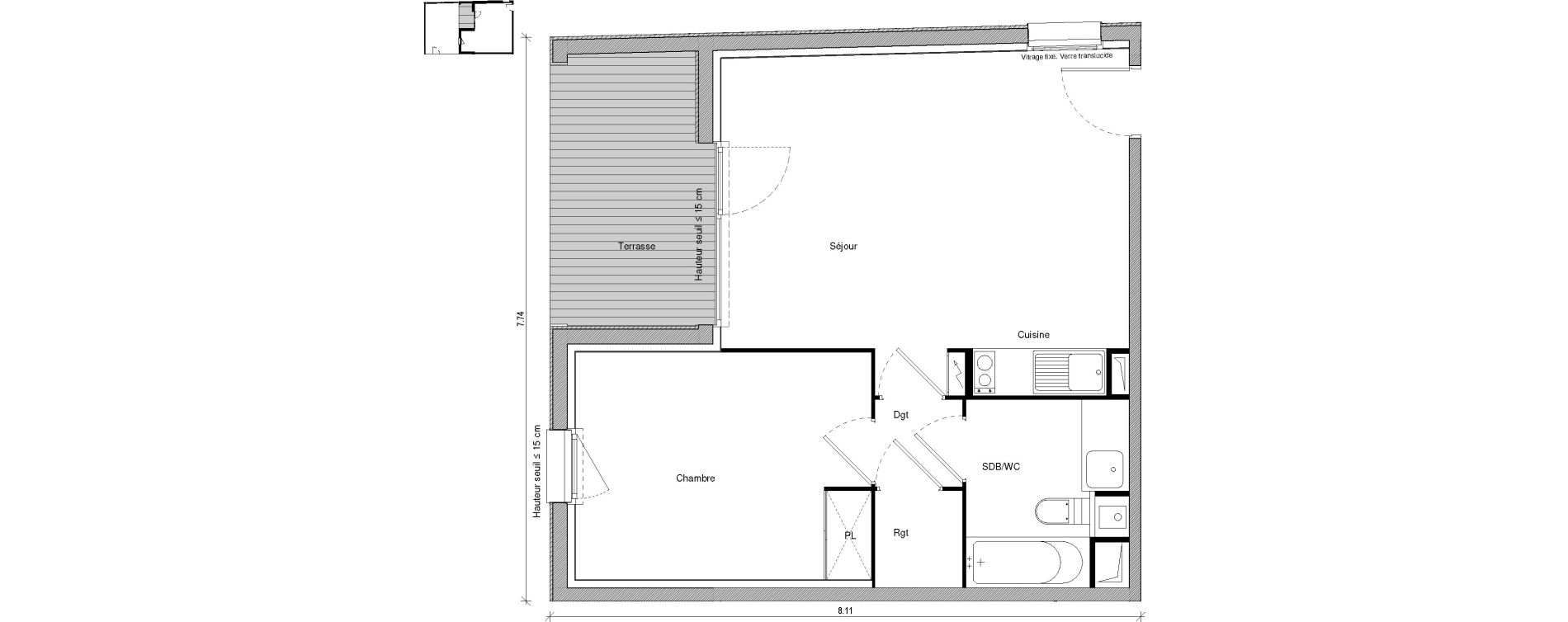 Appartement T2 de 45,42 m2 &agrave; Saint-Jory Centre