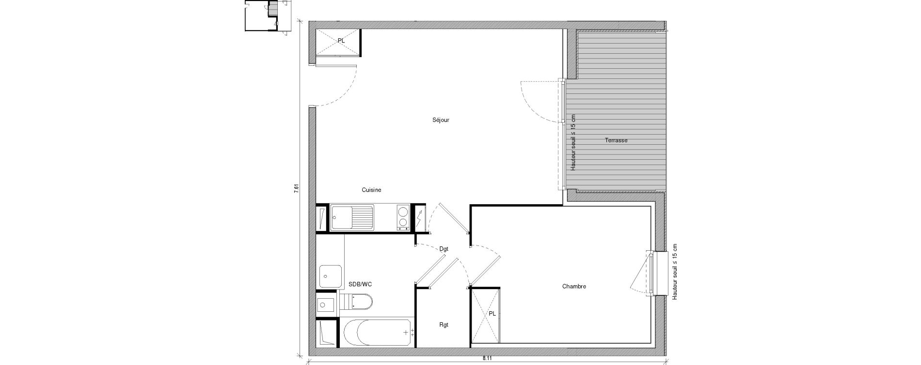 Appartement T2 de 44,88 m2 &agrave; Saint-Jory Centre
