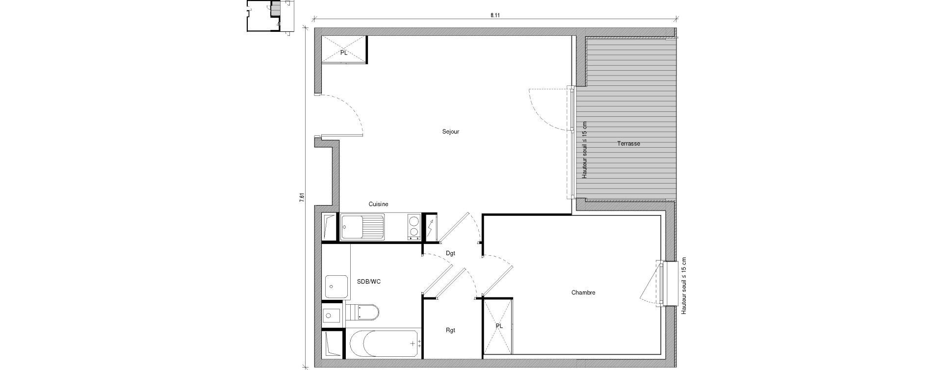 Appartement T2 de 44,19 m2 &agrave; Saint-Jory Centre