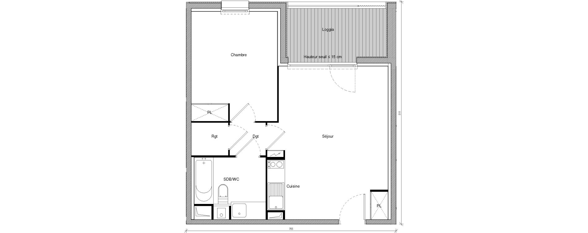 Appartement T2 de 44,36 m2 &agrave; Saint-Jory Centre
