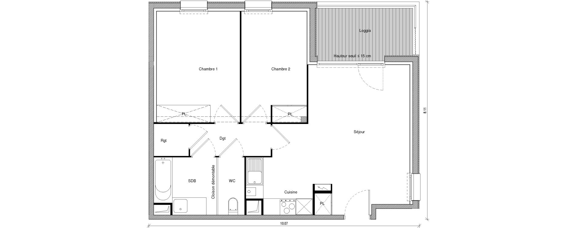 Appartement T3 de 61,64 m2 &agrave; Saint-Jory Centre