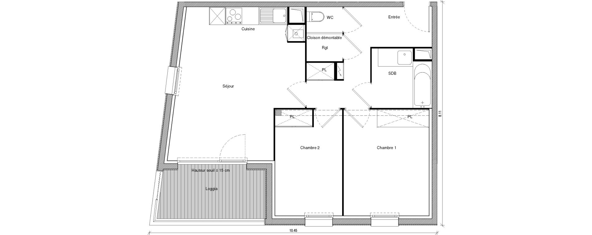 Appartement T3 de 60,53 m2 &agrave; Saint-Jory Centre