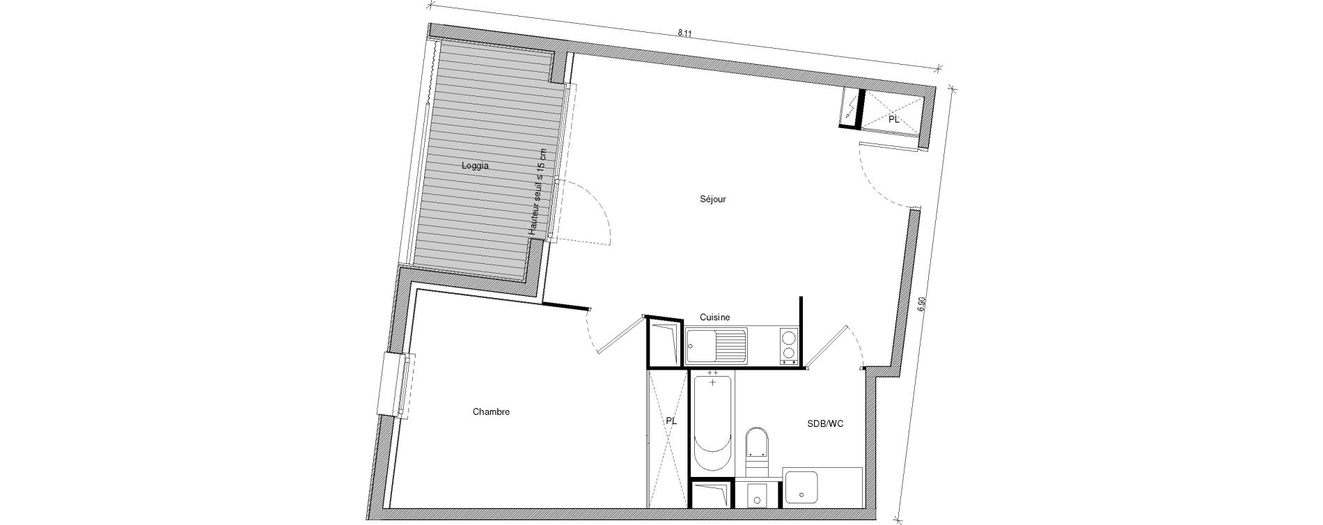 Appartement T2 de 43,33 m2 &agrave; Saint-Jory Centre