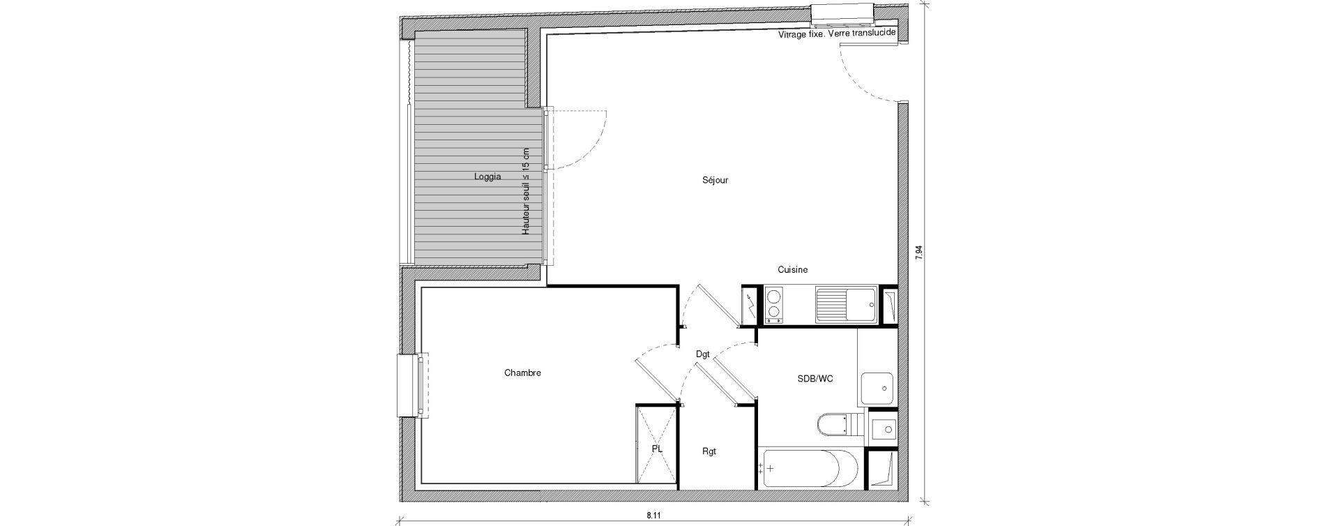 Appartement T2 de 45,43 m2 &agrave; Saint-Jory Centre