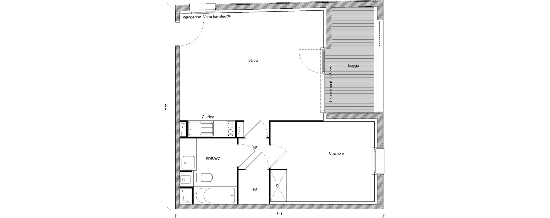 Appartement T2 de 46,43 m2 &agrave; Saint-Jory Centre