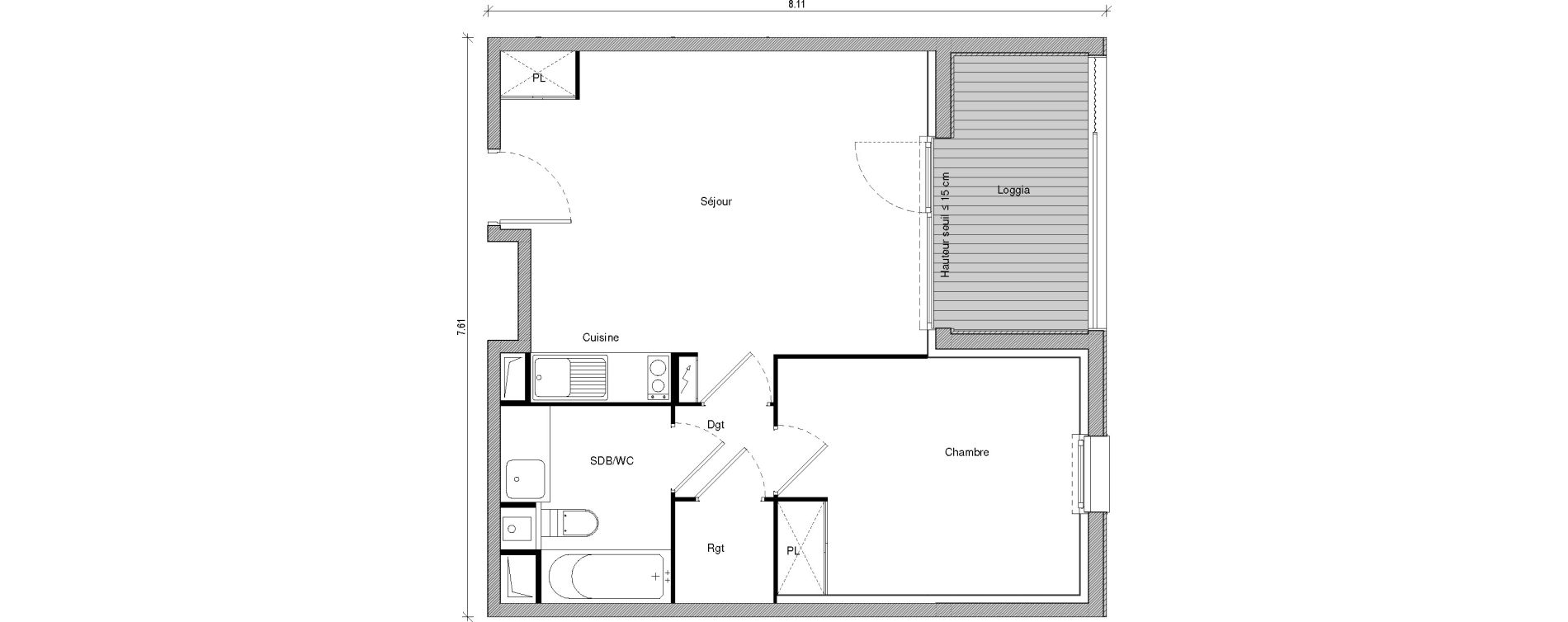 Appartement T2 de 44,20 m2 &agrave; Saint-Jory Centre