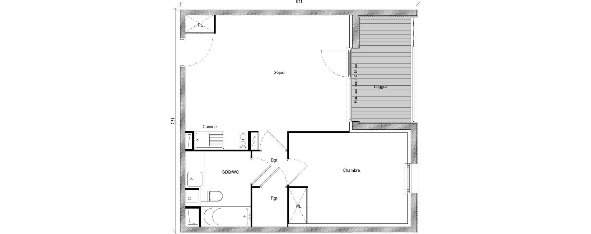 Appartement T2 de 44,87 m2 &agrave; Saint-Jory Centre