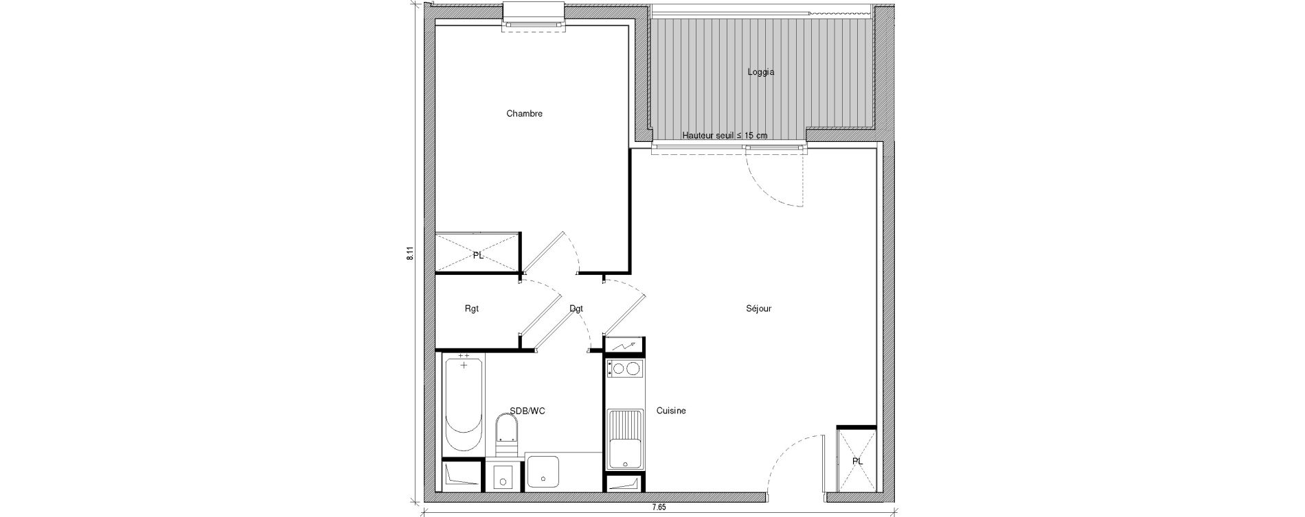 Appartement T2 de 44,36 m2 &agrave; Saint-Jory Centre