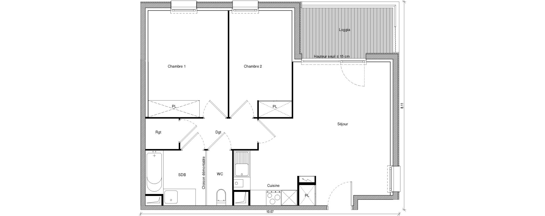 Appartement T3 de 61,68 m2 &agrave; Saint-Jory Centre