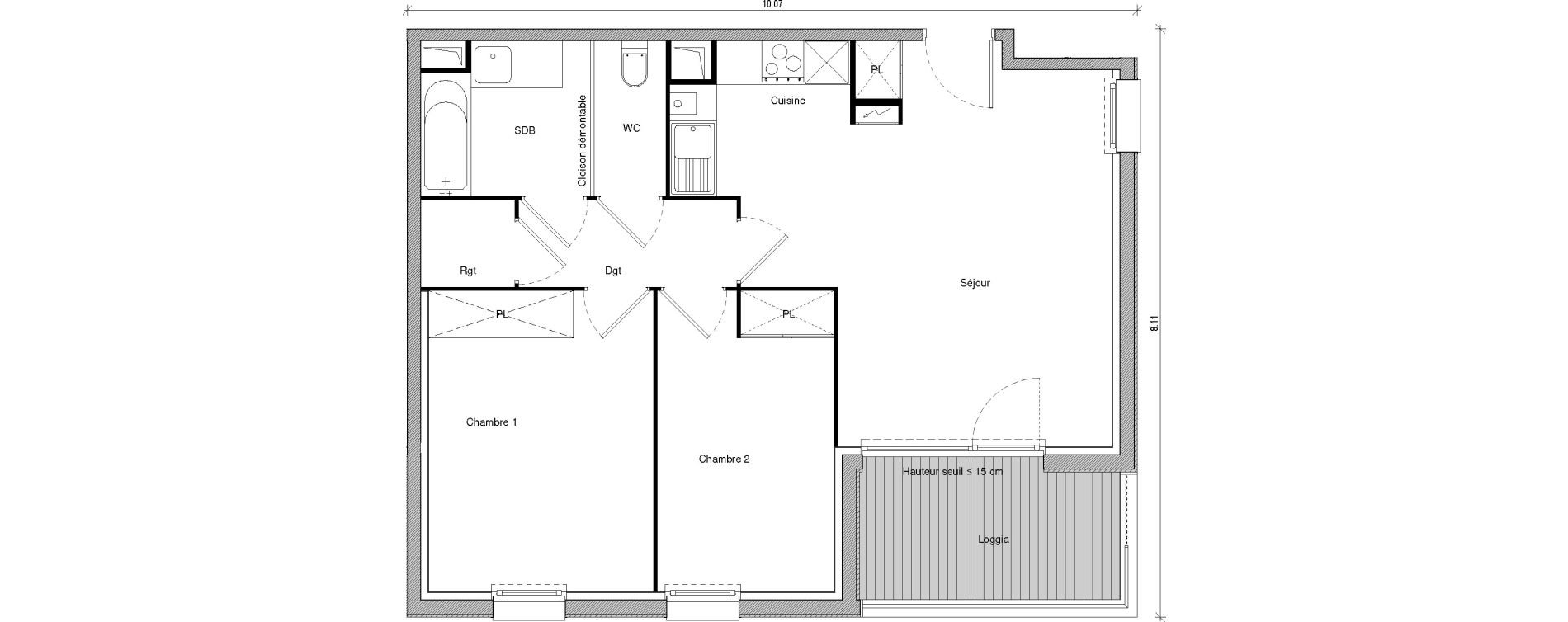 Appartement T3 de 61,65 m2 &agrave; Saint-Jory Centre