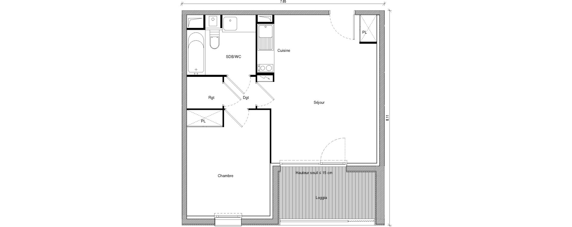 Appartement T2 de 44,62 m2 &agrave; Saint-Jory Centre
