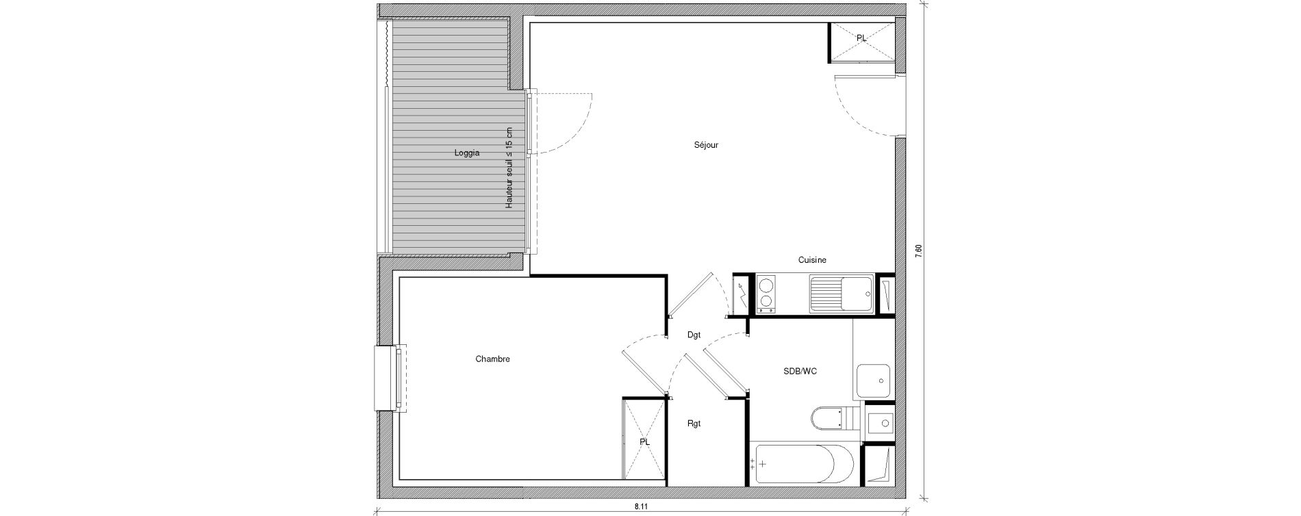 Appartement T2 de 44,16 m2 &agrave; Saint-Jory Centre