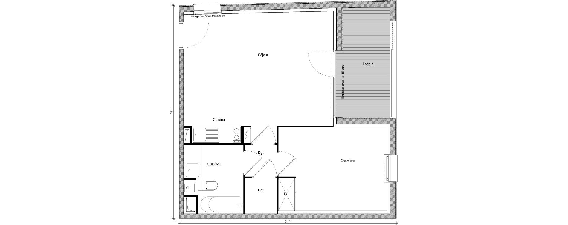 Appartement T2 de 46,43 m2 &agrave; Saint-Jory Centre