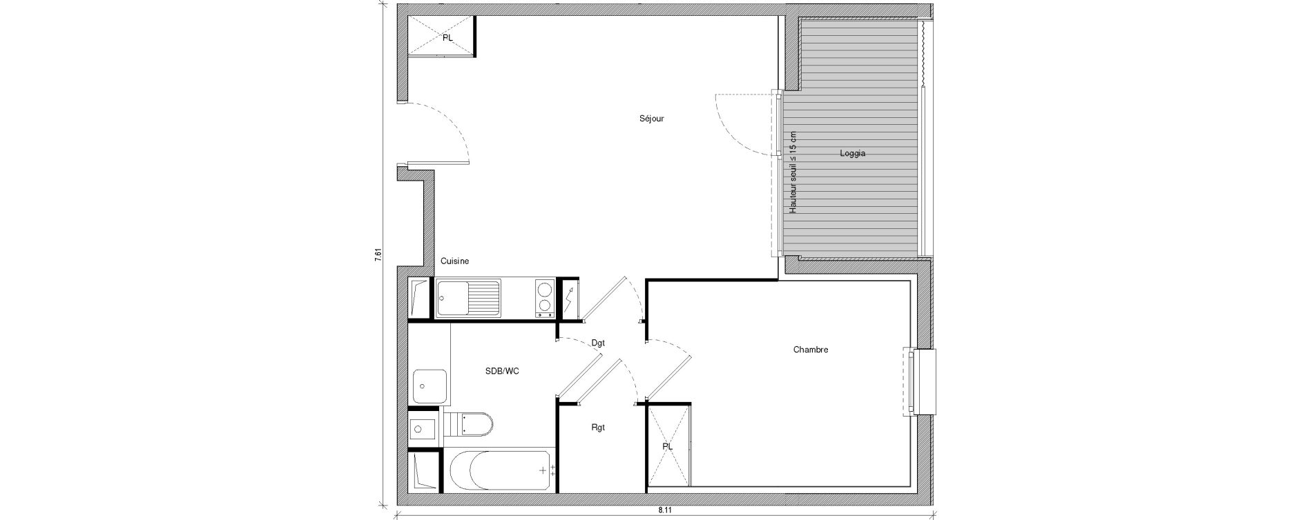 Appartement T2 de 44,20 m2 &agrave; Saint-Jory Centre