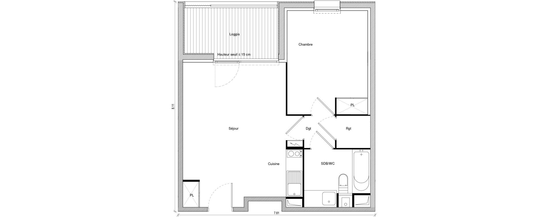Appartement T2 de 44,15 m2 &agrave; Saint-Jory Centre