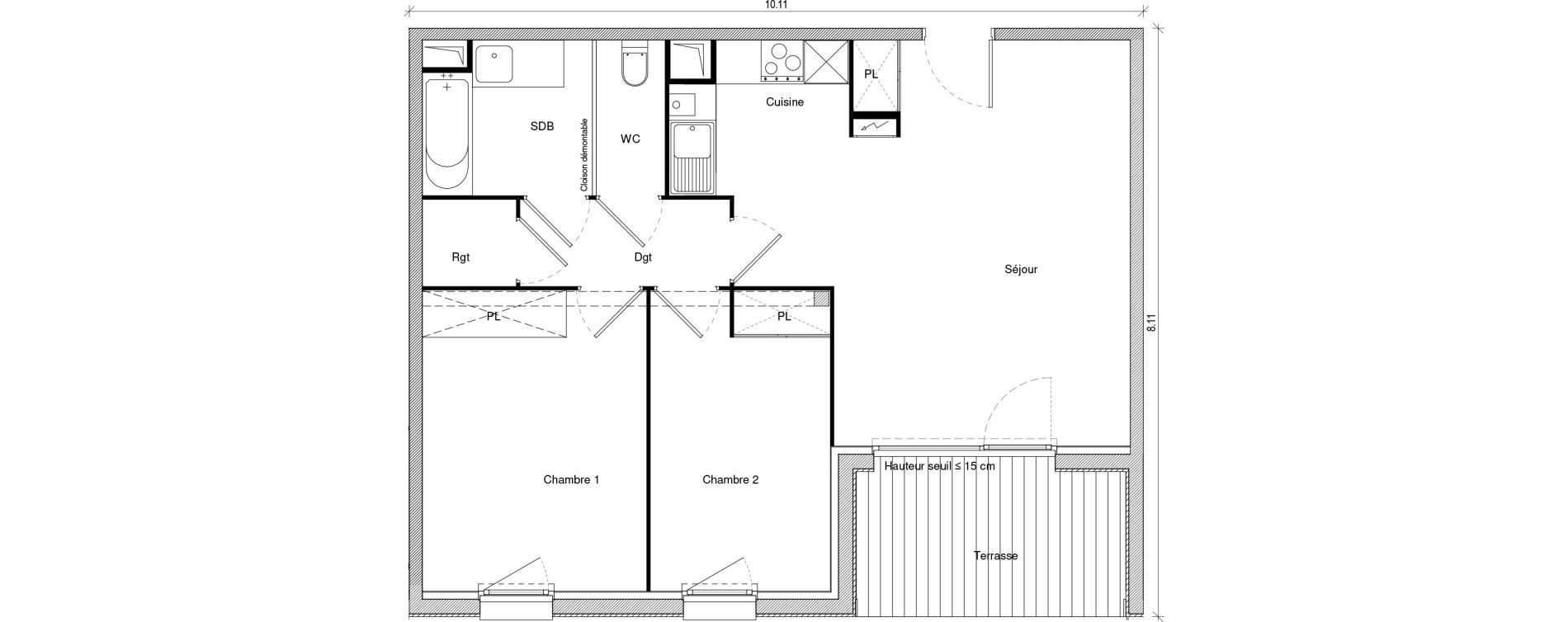 Appartement T3 de 63,77 m2 &agrave; Saint-Jory Centre