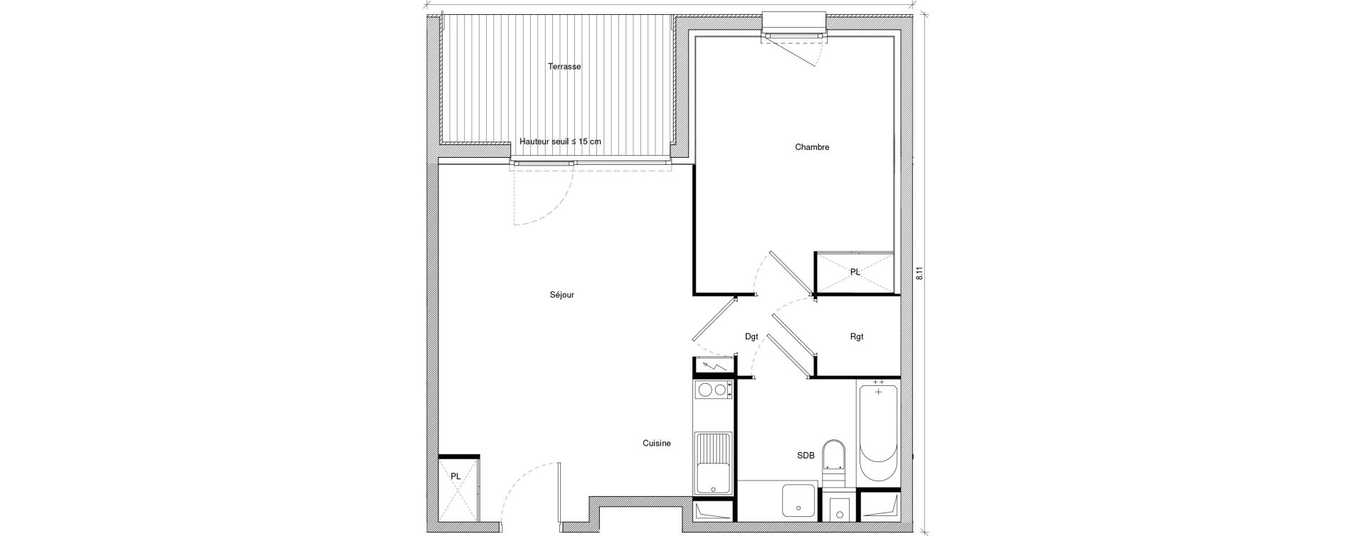 Appartement T2 de 44,15 m2 &agrave; Saint-Jory Centre