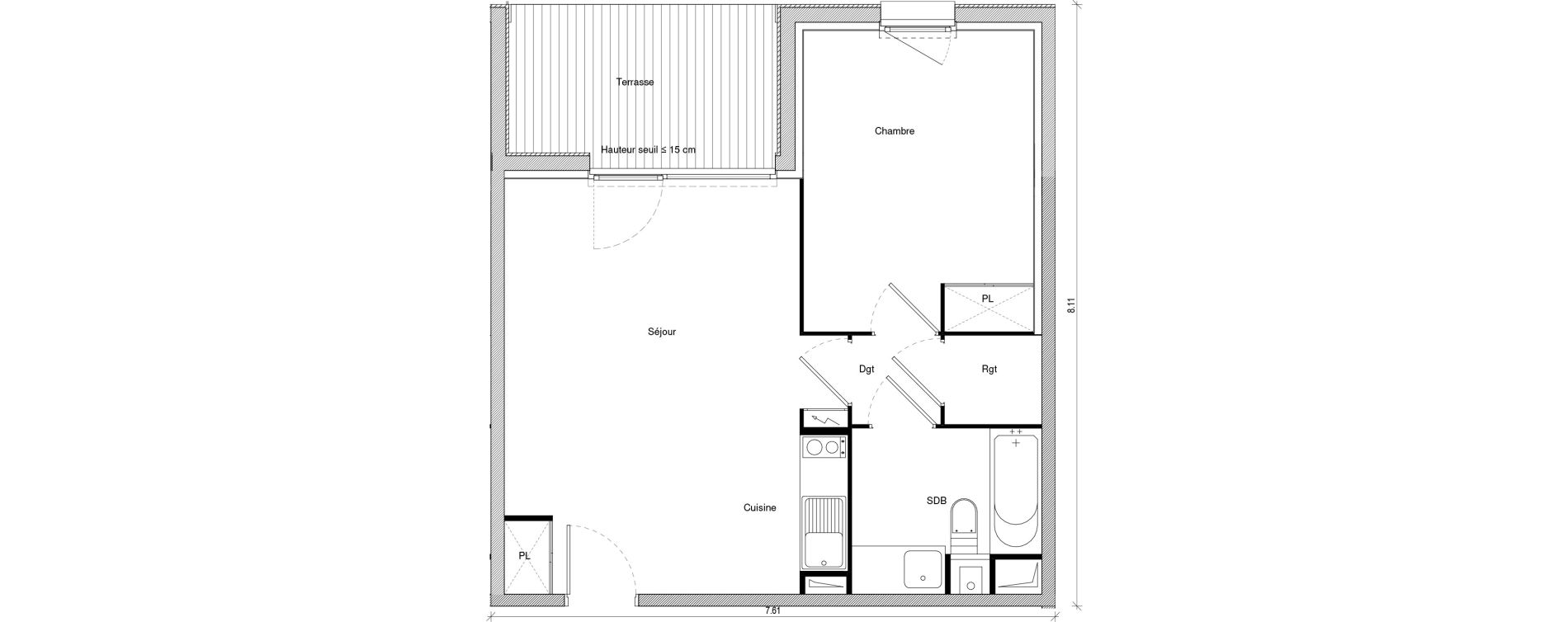 Appartement T2 de 44,92 m2 &agrave; Saint-Jory Centre