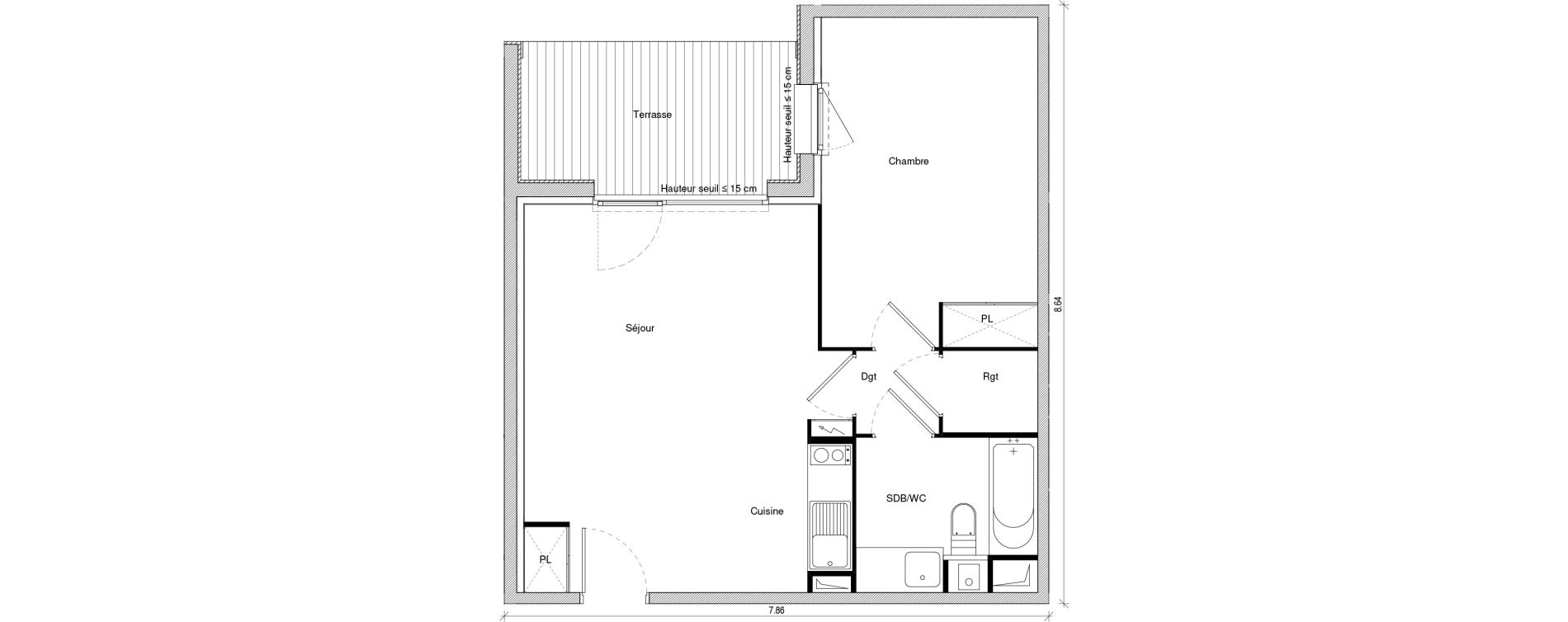 Appartement T2 de 48,18 m2 &agrave; Saint-Jory Centre