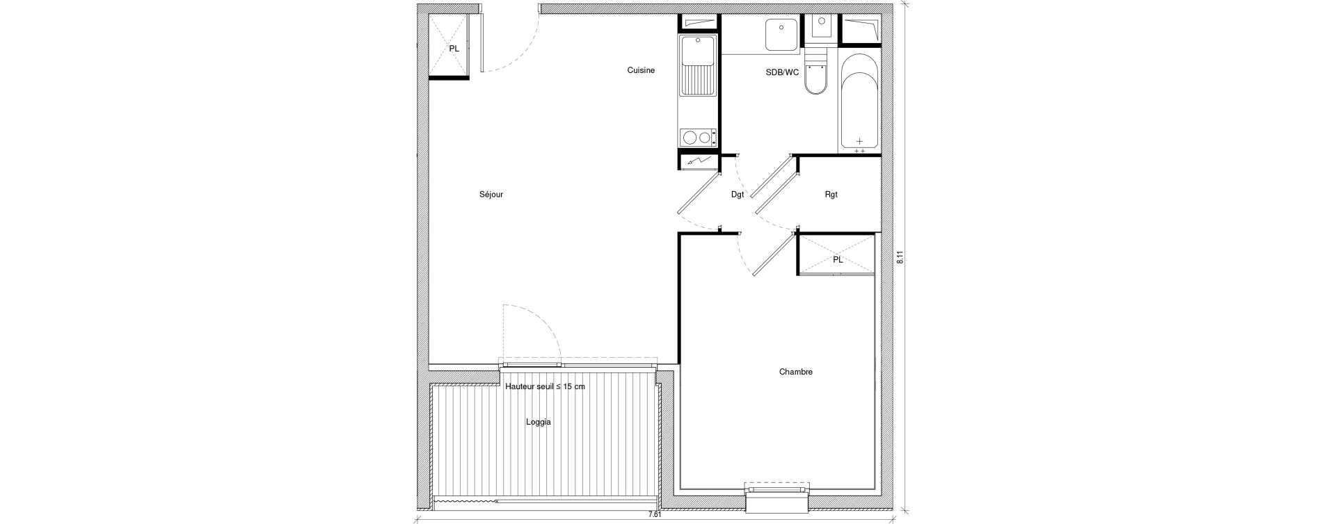 Appartement T2 de 44,86 m2 &agrave; Saint-Jory Centre