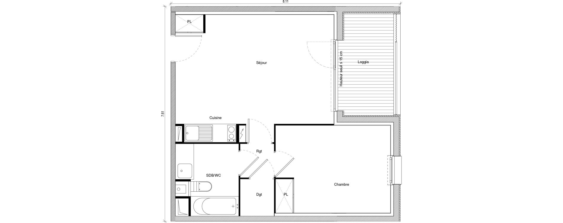 Appartement T2 de 44,23 m2 &agrave; Saint-Jory Centre