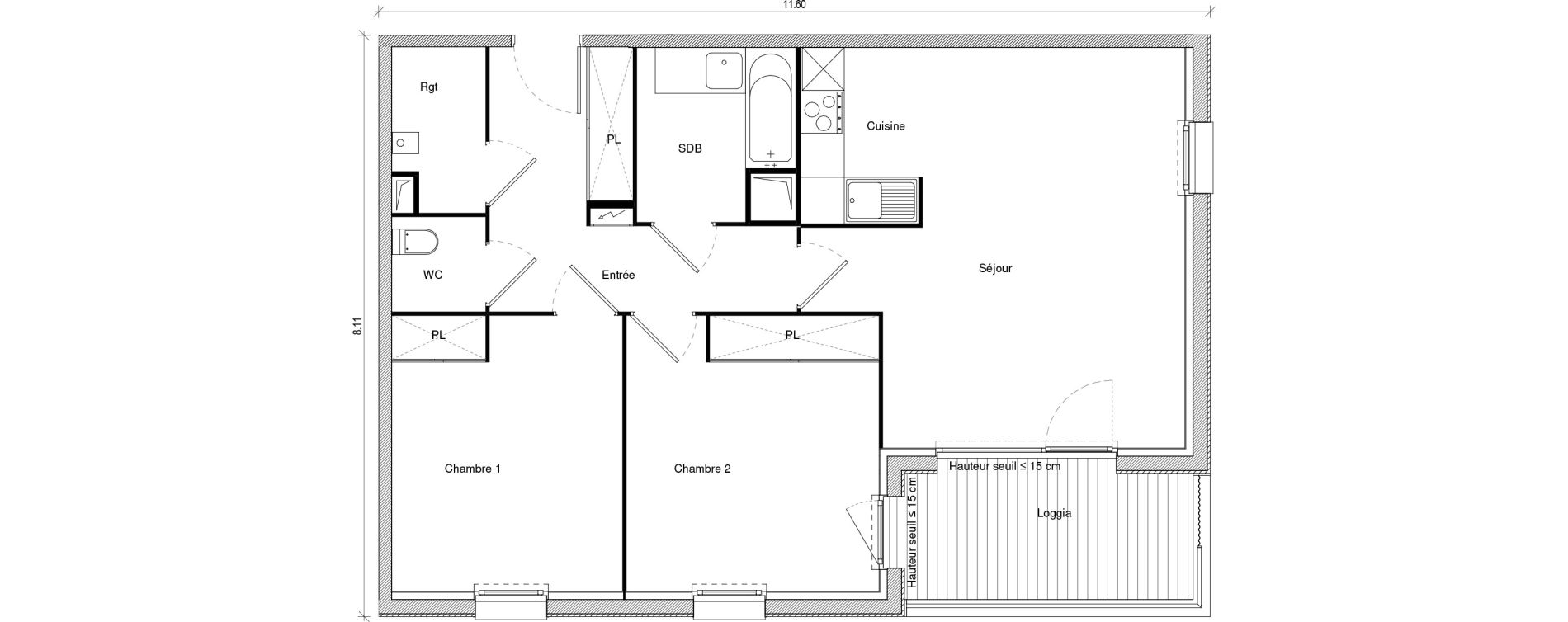 Appartement T3 de 73,16 m2 &agrave; Saint-Jory Centre