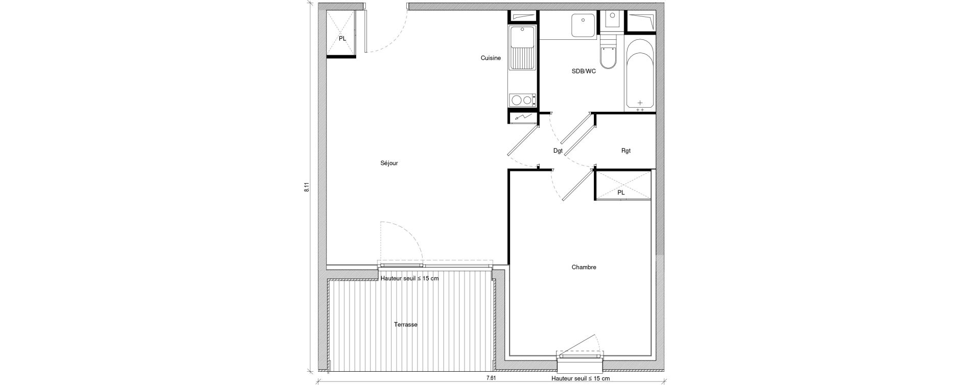 Appartement T2 de 44,88 m2 &agrave; Saint-Jory Centre