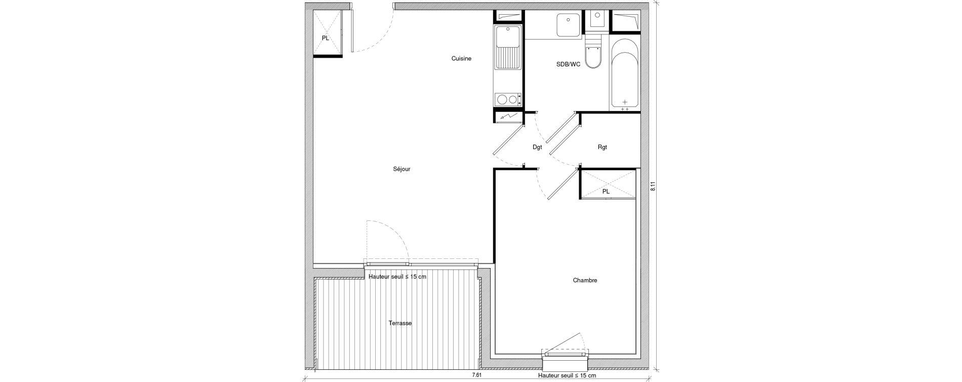Appartement T2 de 44,90 m2 &agrave; Saint-Jory Centre