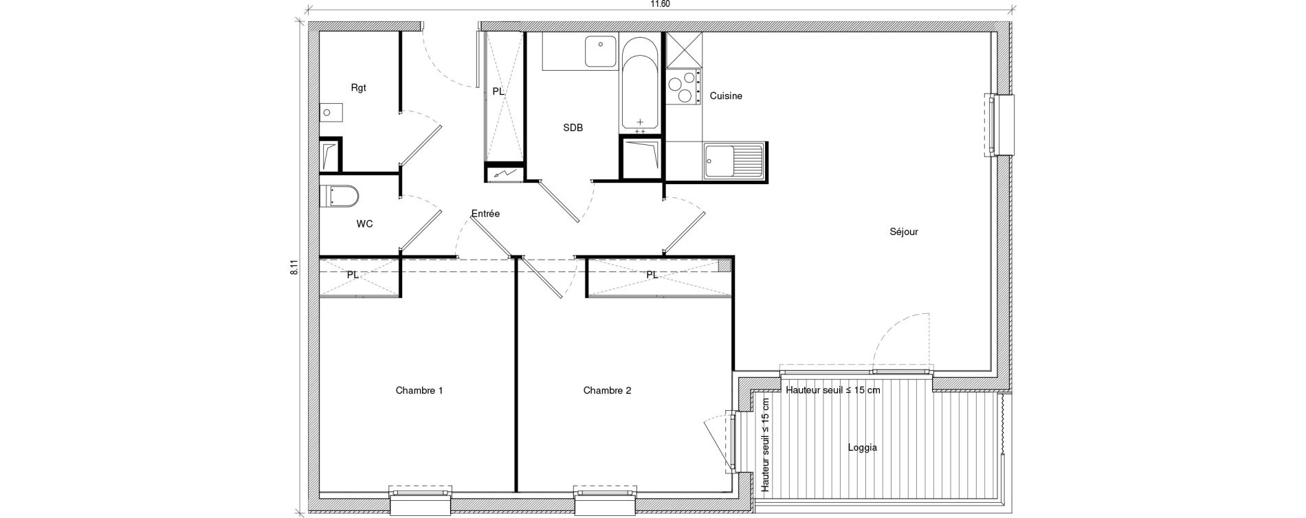 Appartement T3 de 73,11 m2 &agrave; Saint-Jory Centre