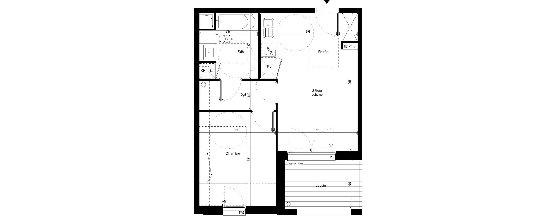 Appartement T2 de 41,33 m2 &agrave; Saint-Jory Centre