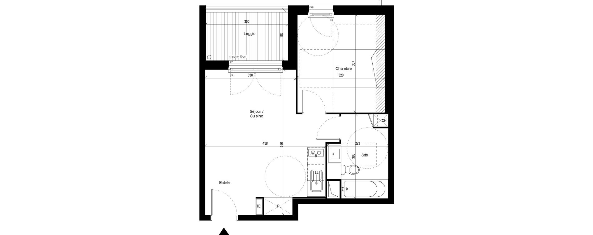 Appartement T2 de 38,07 m2 &agrave; Saint-Jory Centre