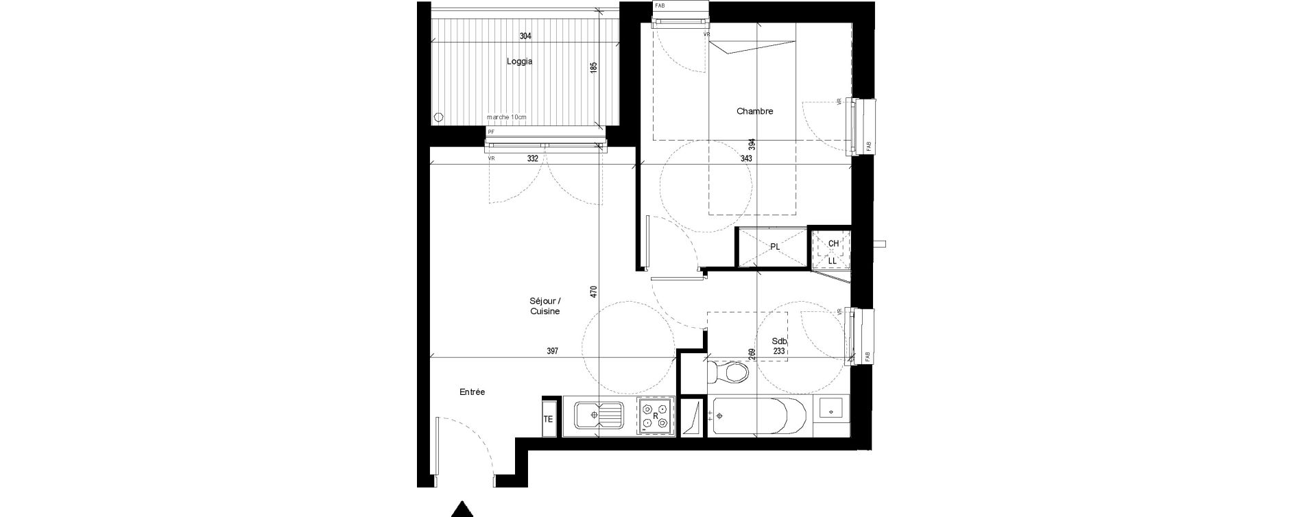Appartement T2 de 38,02 m2 &agrave; Saint-Jory Centre
