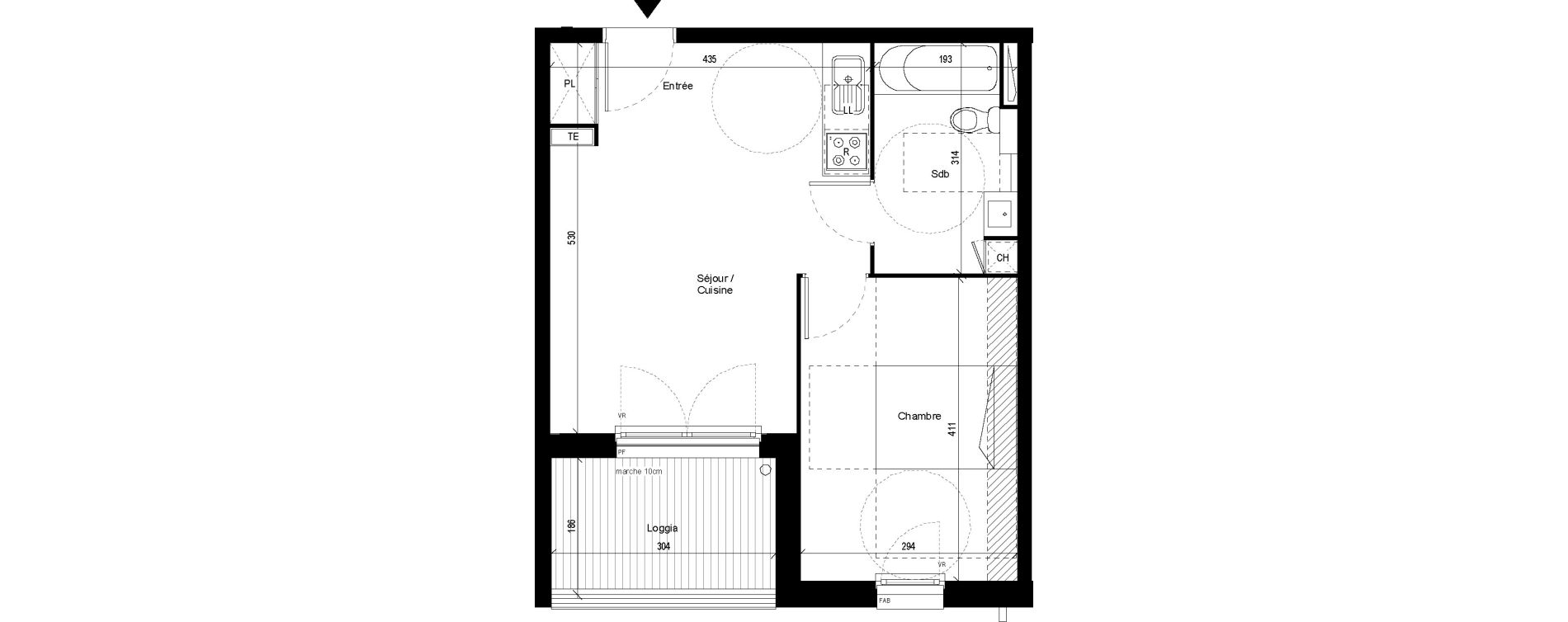 Appartement T2 de 38,41 m2 &agrave; Saint-Jory Centre