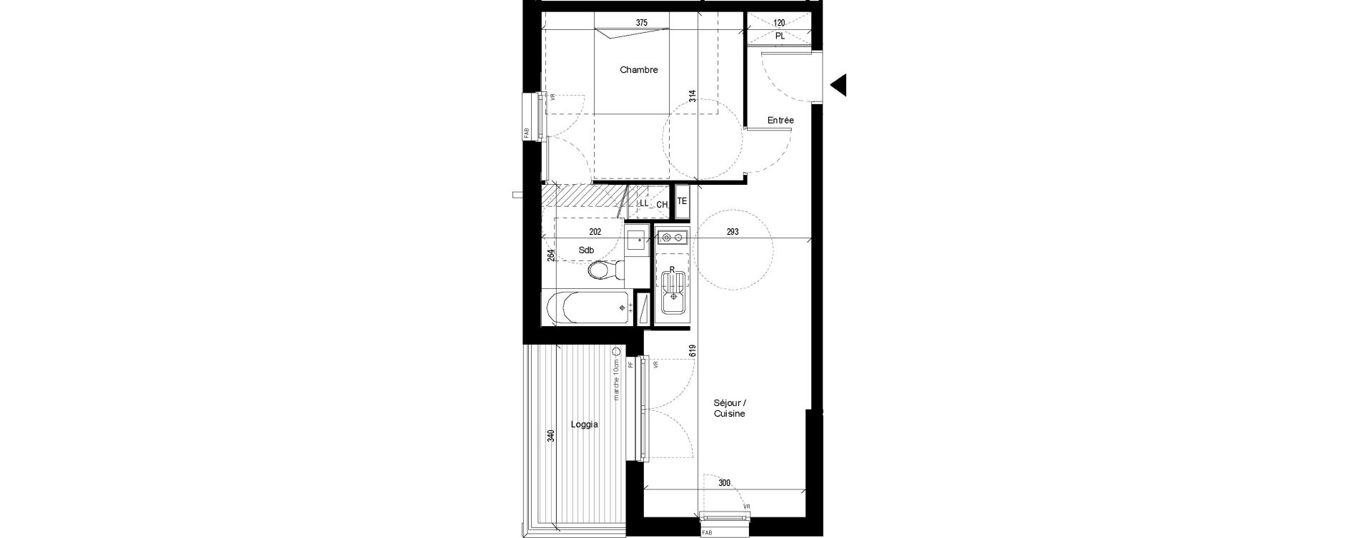 Appartement T2 de 38,66 m2 &agrave; Saint-Jory Centre
