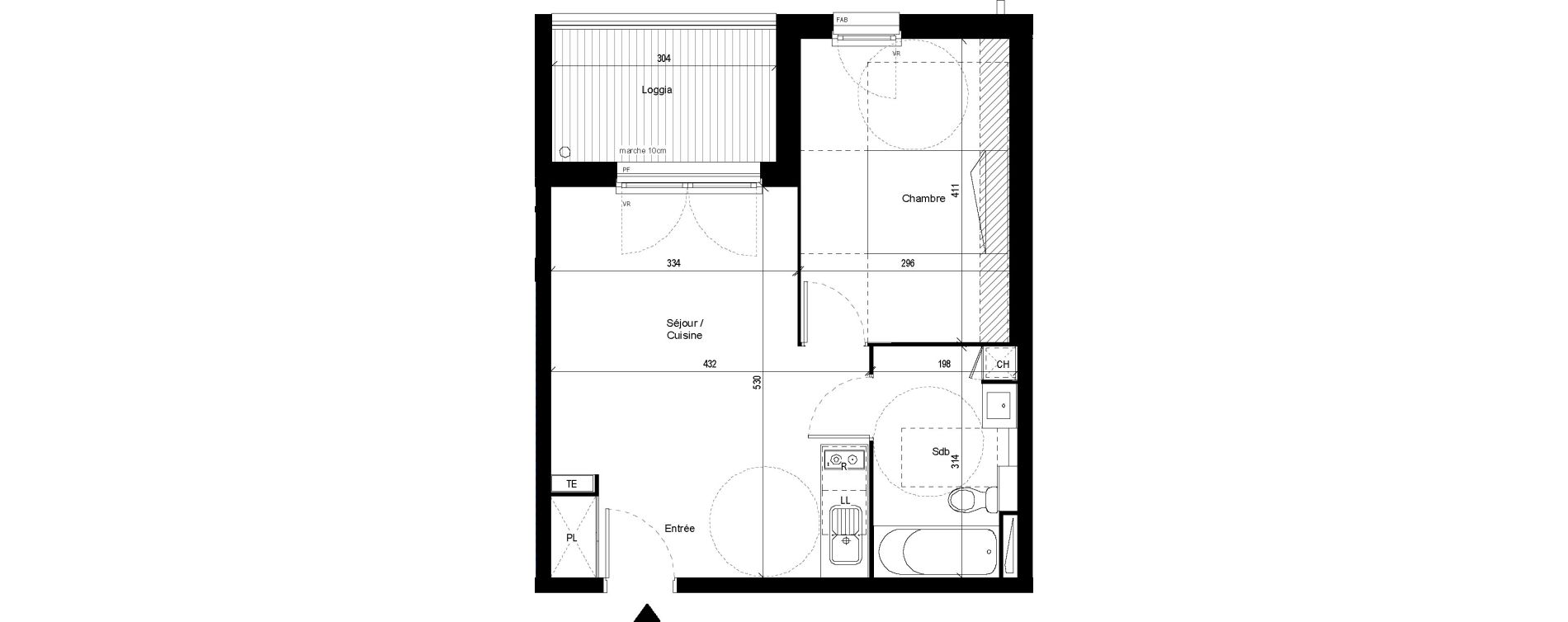 Appartement T2 de 37,84 m2 &agrave; Saint-Jory Centre
