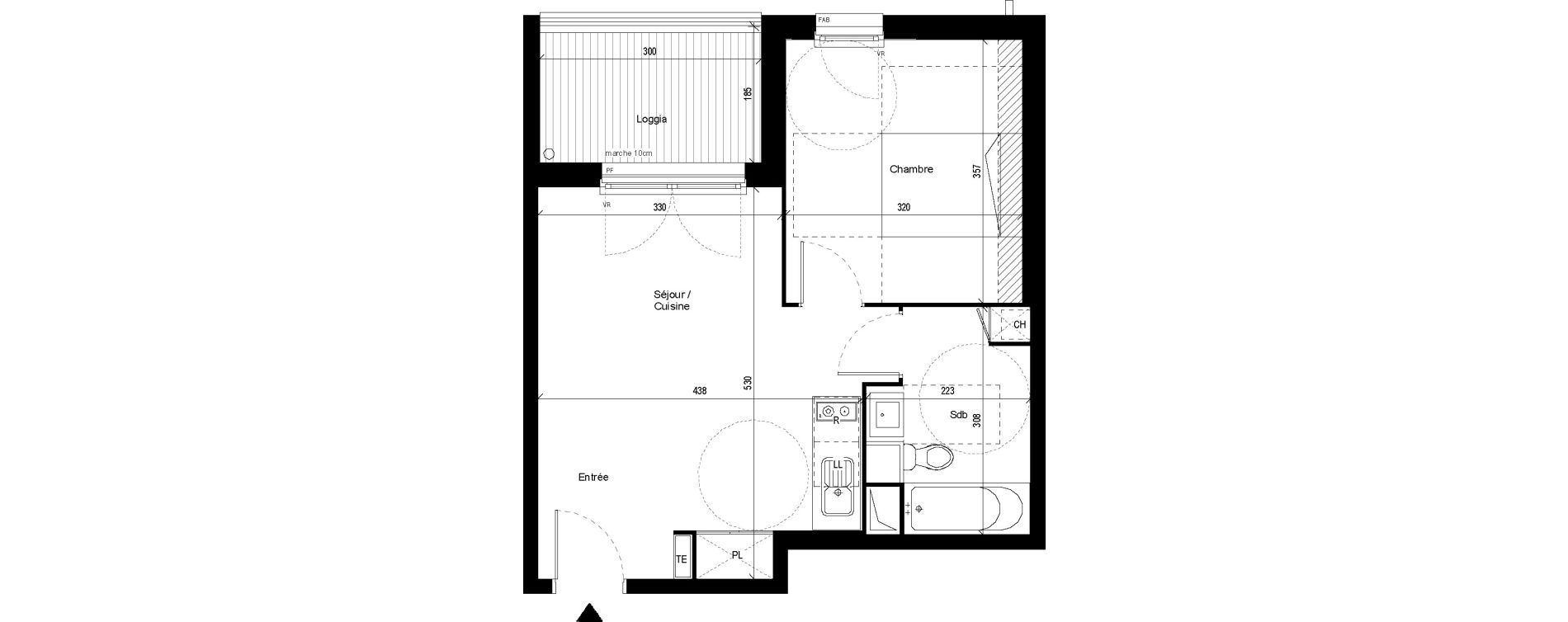 Appartement T2 de 38,07 m2 &agrave; Saint-Jory Centre