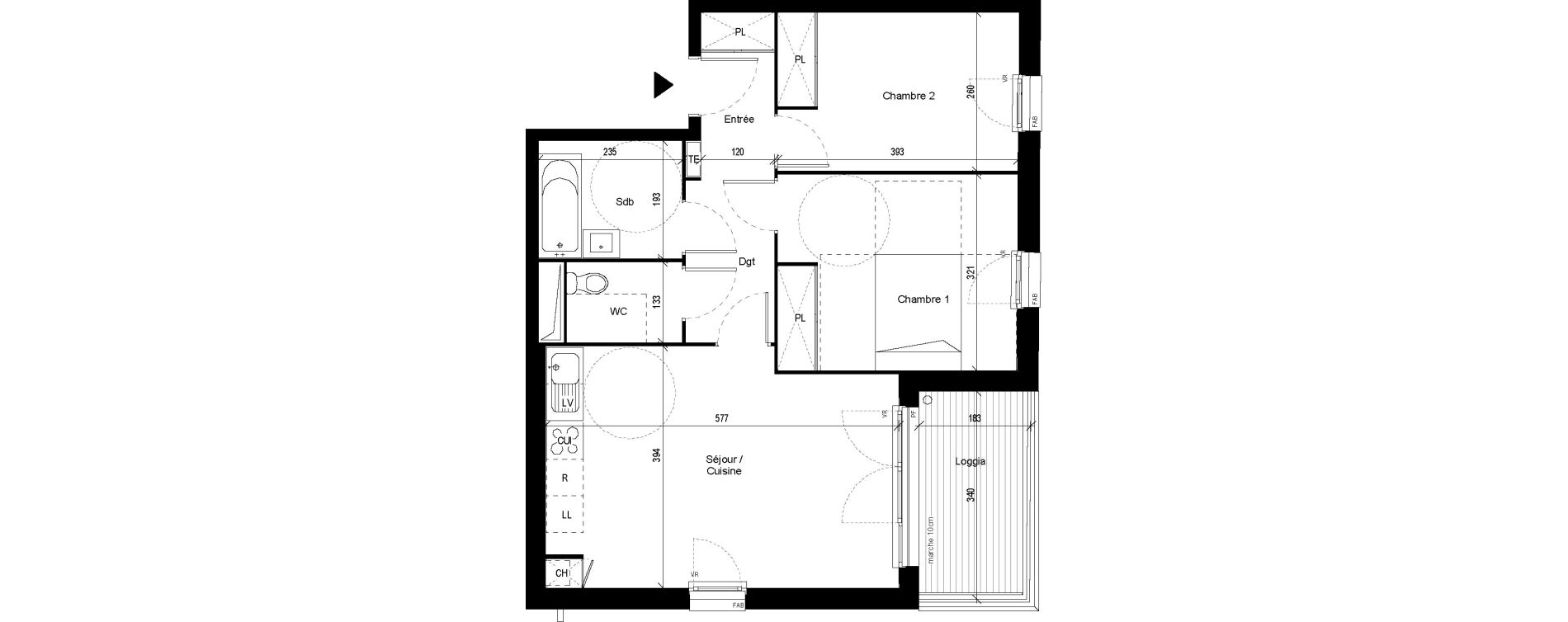 Appartement T3 de 58,71 m2 &agrave; Saint-Jory Centre