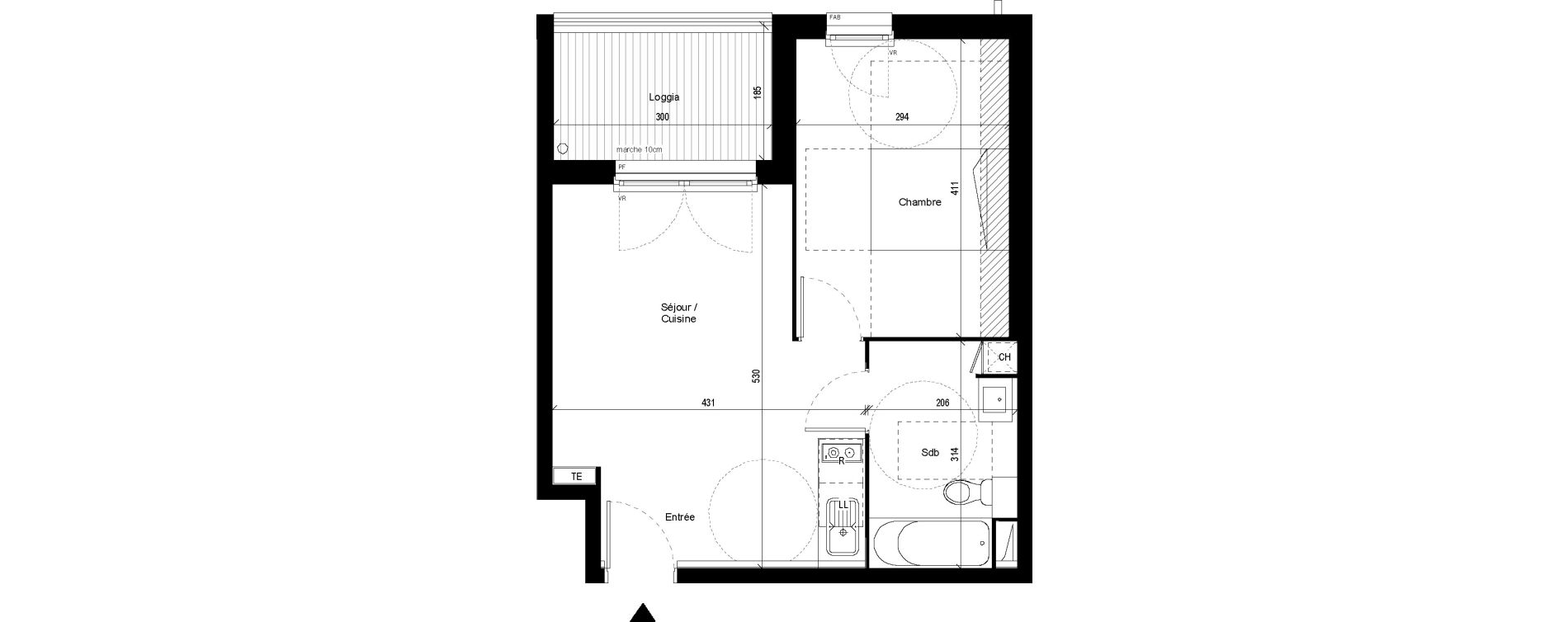 Appartement T2 de 37,75 m2 &agrave; Saint-Jory Centre