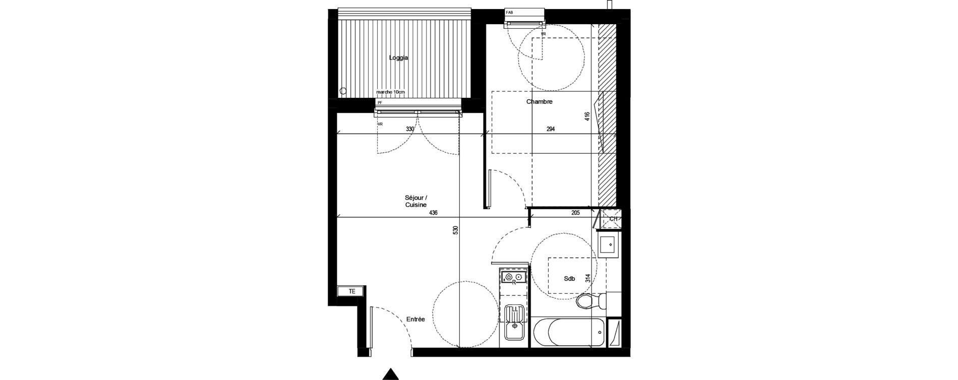 Appartement T2 de 37,75 m2 &agrave; Saint-Jory Centre