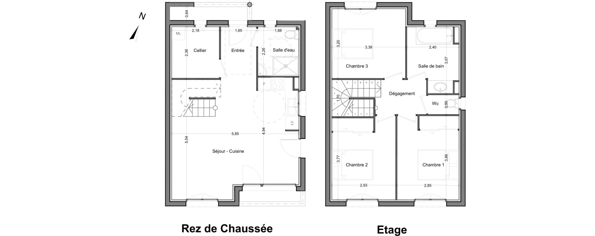 Maison T4 de 84,70 m2 &agrave; Saint-Jory Centre